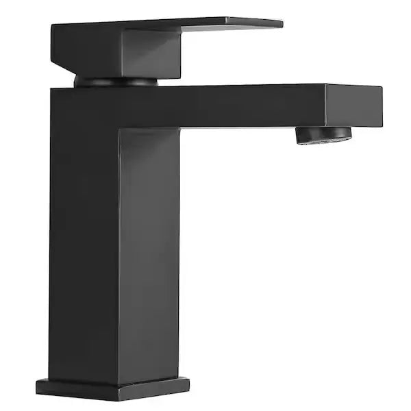 Luxiko Modern Black Bathroom Faucet – Single Handle One Hole Lavatory Sink Tap, Sleek Matte Black Vanity Mixer for Bathroom Sink