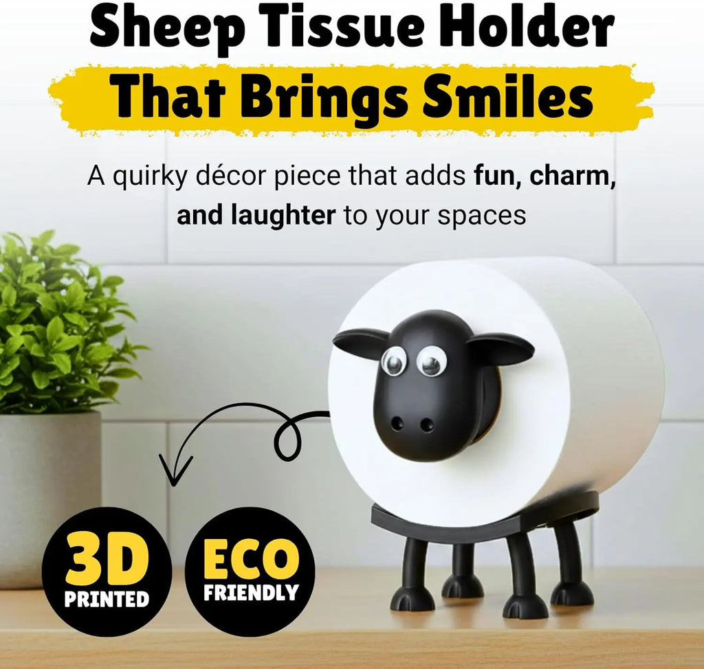 Luxiko 3PCS Sheep Tissue Holder Set – Cute 3D Toilet Paper Roll Holder, Creative Kitchen Towel Holder & Fun Home Decor Organizer