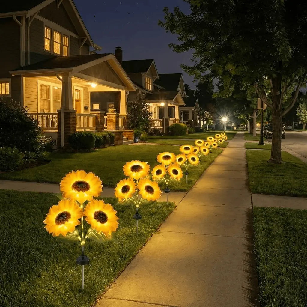 Luxiko Solar Sunflower Garden Lights – Waterproof LED Outdoor Decorative Lights, Realistic Solar Flower Lamps for Yard, Lawn, Patio & Porch (3 PCS Set)