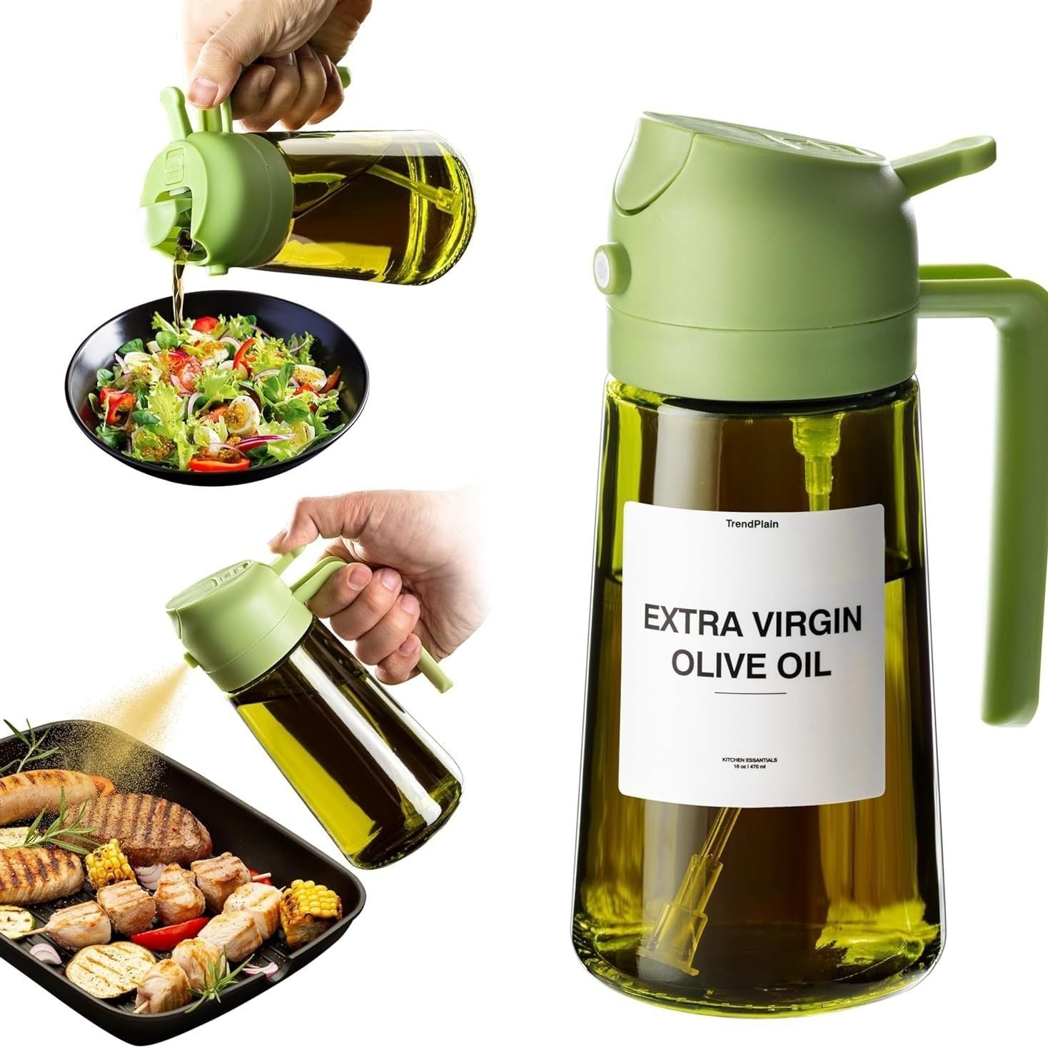 Luxiko 2-in-1 Oil Sprayer & Dispenser Bottle – Multifunctional Cooking Oil Spray Pump, BBQ Baking Kitchen Oil Storage Container