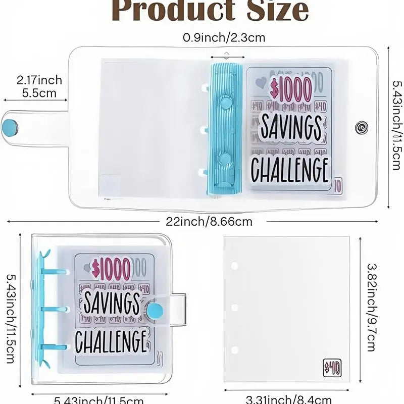 Luxiko $1000 Savings Challenge Binder – Reusable Budget Planner with Cash Envelopes, Money Saving Organizer & Finance Tracker Book
