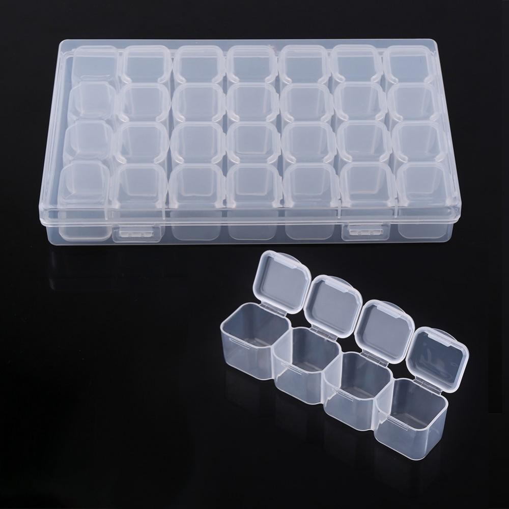 Luxiko 28-Grid Diamond Painting Storage Box – Organizer Container for Diamond Embroidery Beads, Jewelry & Craft Accessories with Label Stickers (No Diamonds, No Tool Kit)