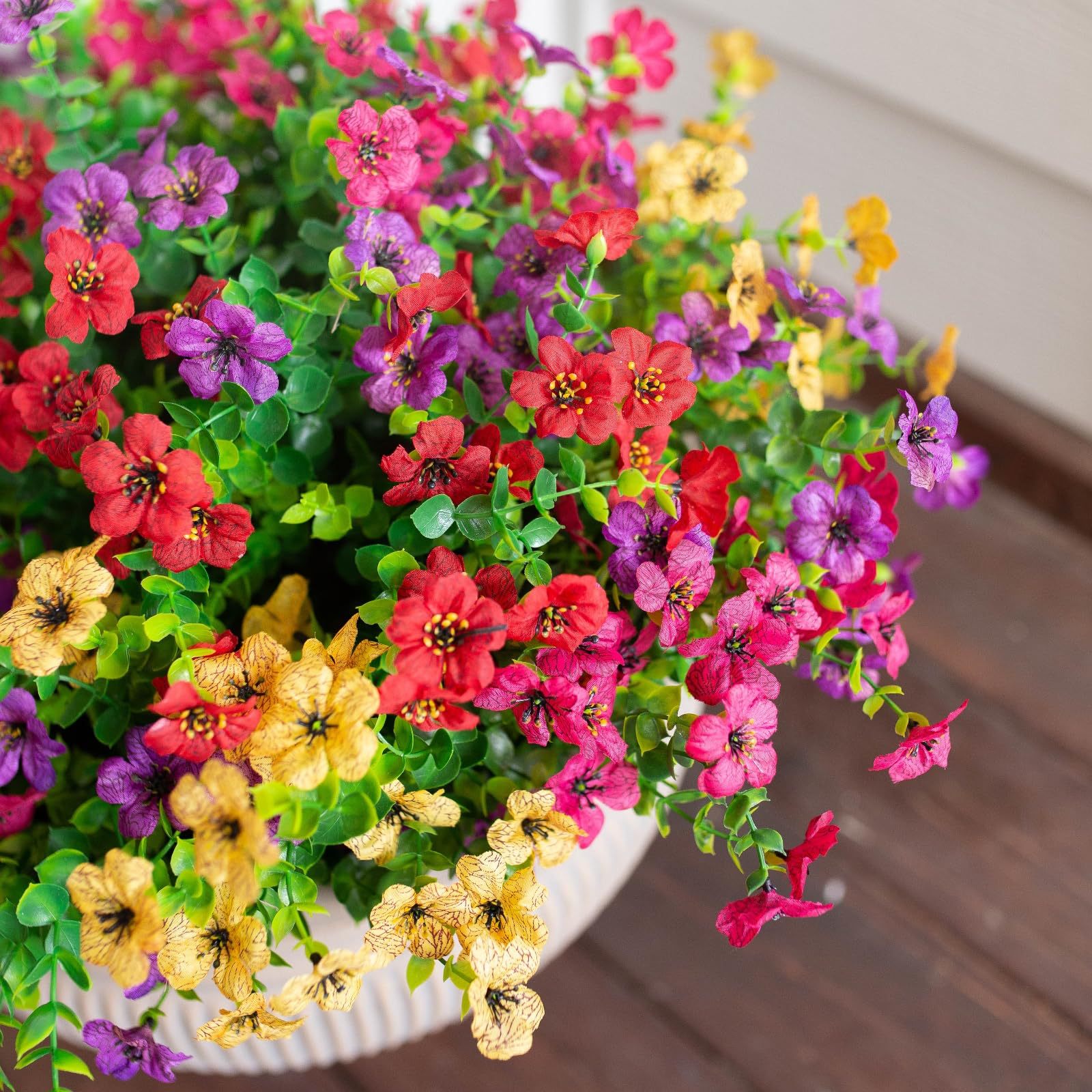 Luxiko Artificial Outdoor Flowers UV Resistant – Decorative Simulation Plastic Plants | Fade-Proof Garden, Balcony & Home Décor