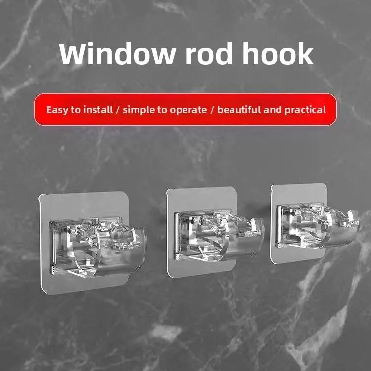 Luxiko No-Drill Curtain Rod Holders (8PCS) – Strong Adhesive Telescopic Rod Brackets, Wall Mount Clips for Bathroom, Door & Window Curtain Rods
