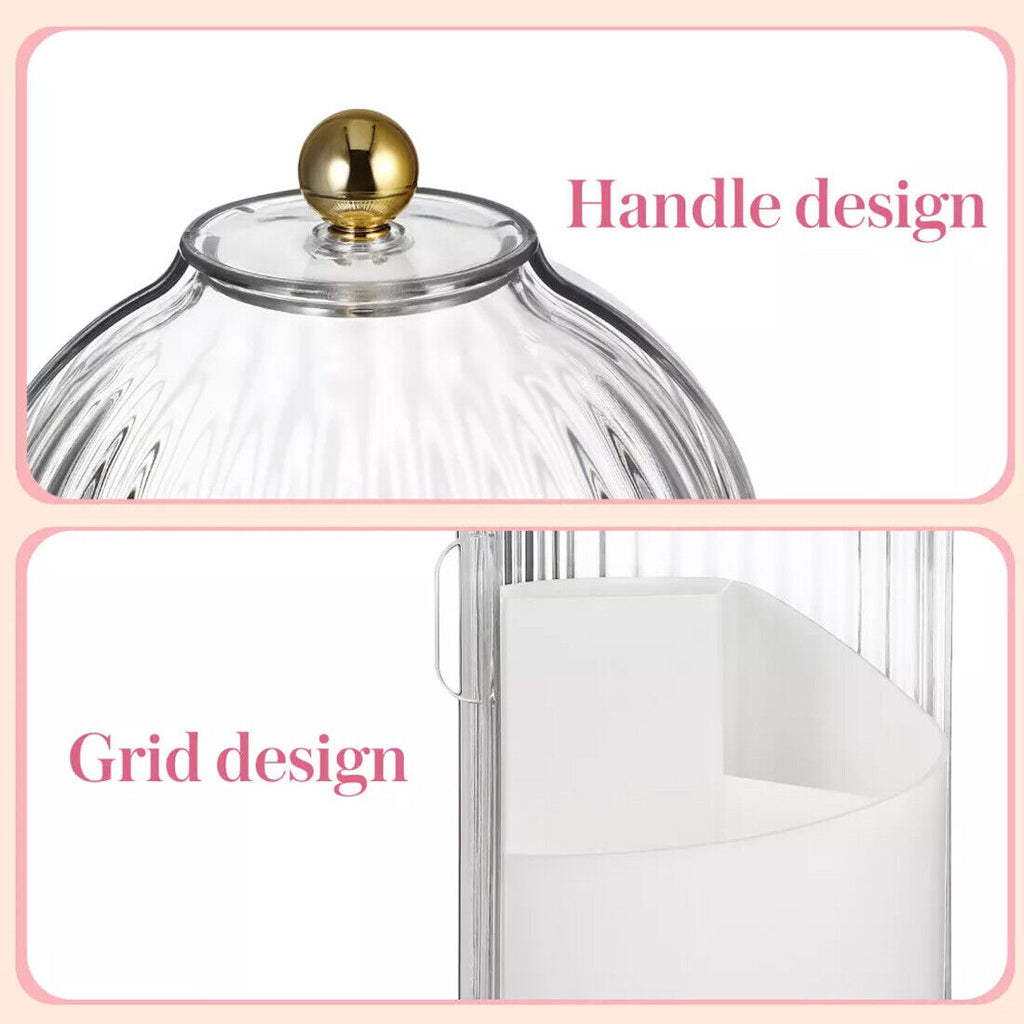 Luxiko Dustproof Toothbrush Holder with Cover – Rotating Bathroom Storage Organizer, 3-Slot Electric Toothbrush & Toothpaste Stand, Transparent Makeup Brush Holder for Vanity