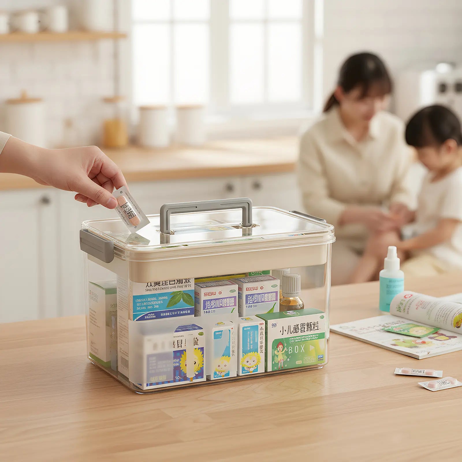 Luxiko Transparent Medicine Pill Organizer – Modular Layered Storage Box, Damp-Proof Travel Pill Case with Secure Buckles & Portable Handle for Home & Travel Use