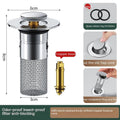 Luxiko Stainless Steel Pop-Up Sink Drain Plug with Filter Basket