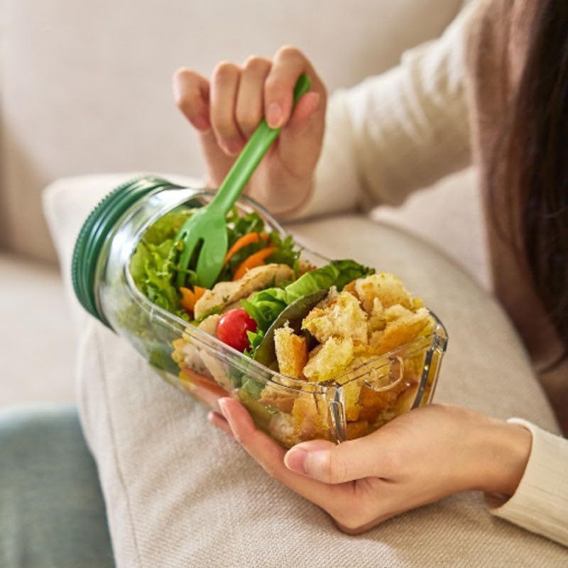 Luxiko Leak-Proof Salad Dressing Container – Portable Sauce Box for Fresh Salads, Reusable Mini Dressing Cup for Lunch Box & Meal Prep