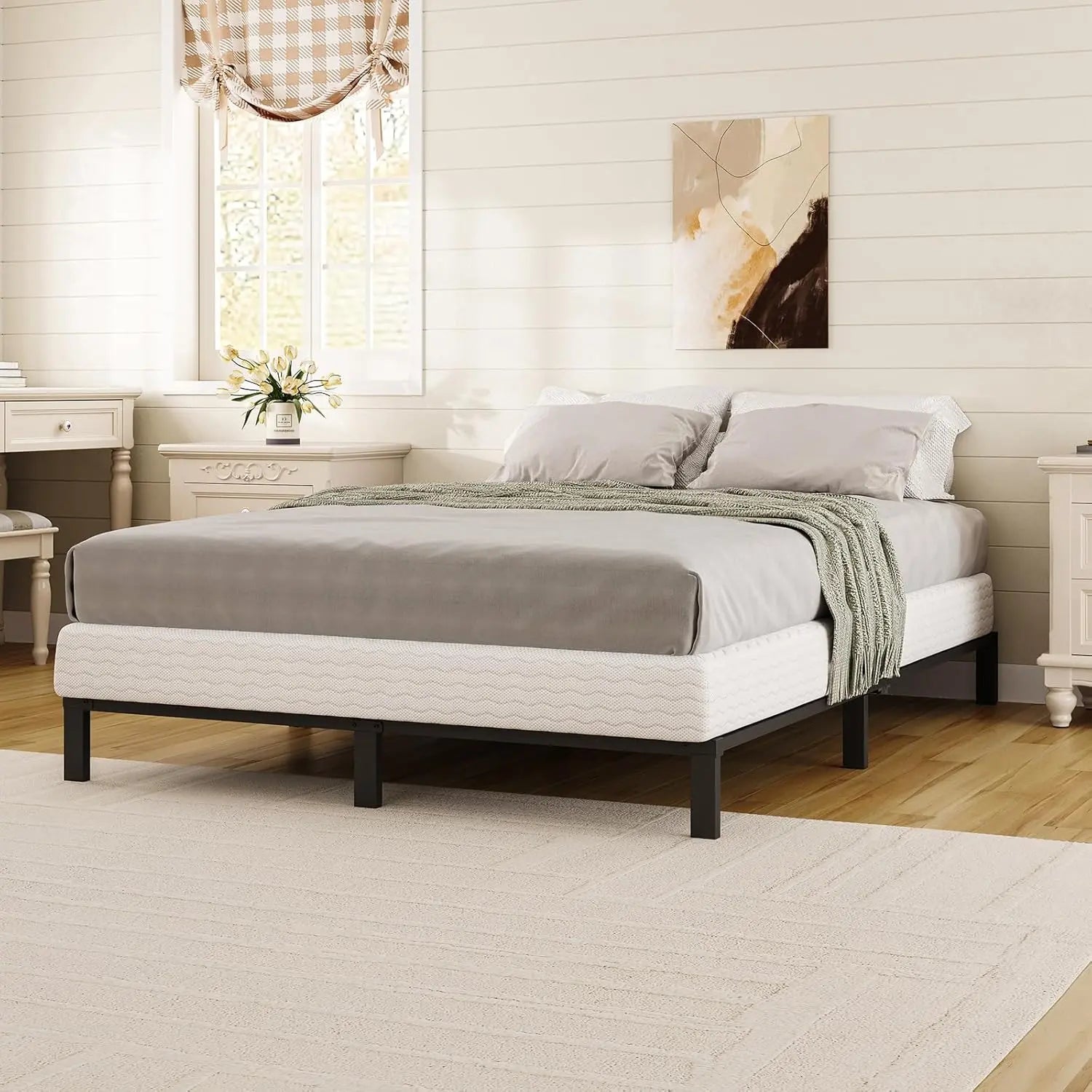 Luxiko Twin Size Metal Bed Frame – Heavy Duty Platform Bed with Steel Slats | Noise-Free Mattress Support & Under Bed Storage Space