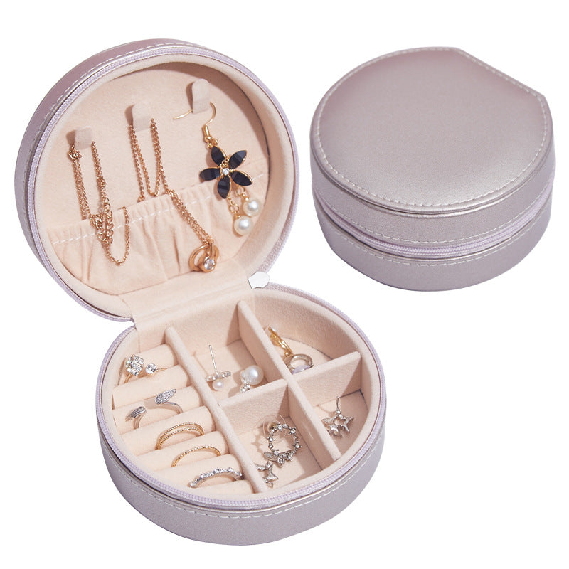 Luxiko Portable Travel Jewelry Box Organizer – Small Compact Jewelry Case with Zipper | Storage for Rings, Earrings, Necklaces & Accessories