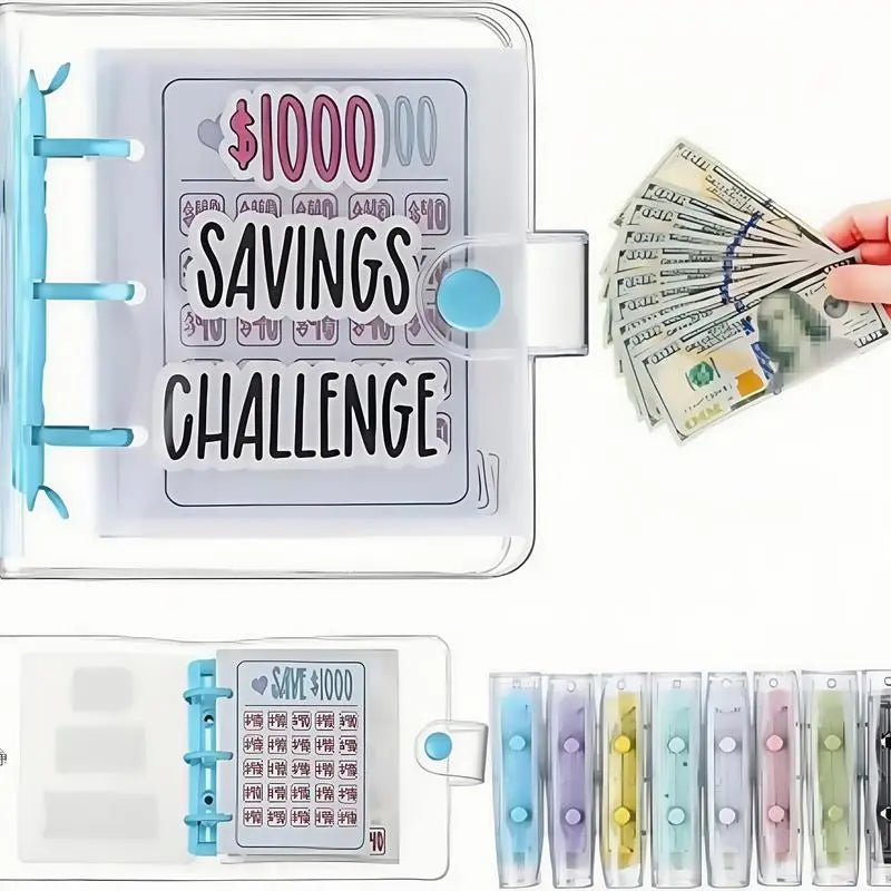 Luxiko $1000 Savings Challenge Binder – Reusable Budget Planner with Cash Envelopes, Money Saving Organizer & Finance Tracker Book