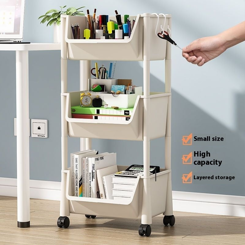 Luxiko Multifunctional Multi-Layer Plastic Storage Cart with Wheels – Adjustable Rolling Shelf Organizer for Kitchen, Bathroom, Bedroom & Living Room | Easy Install Utility Trolley