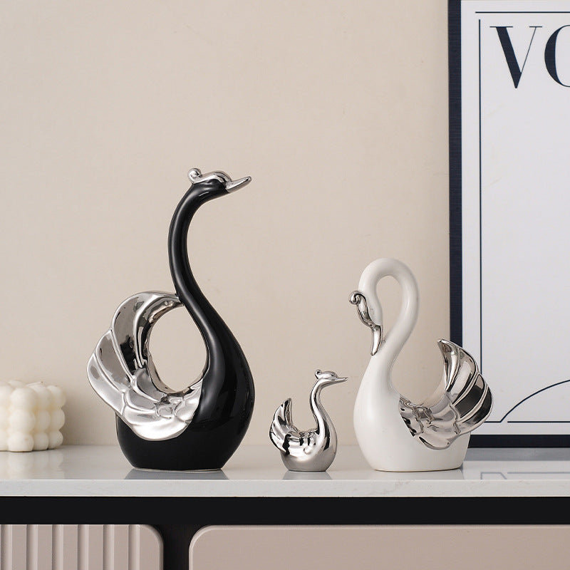 Luxiko Couple Swan Decoration – Elegant Romantic Swan Figurine Set for Home Decor, Living Room Tabletop Ornament & Wedding Gift