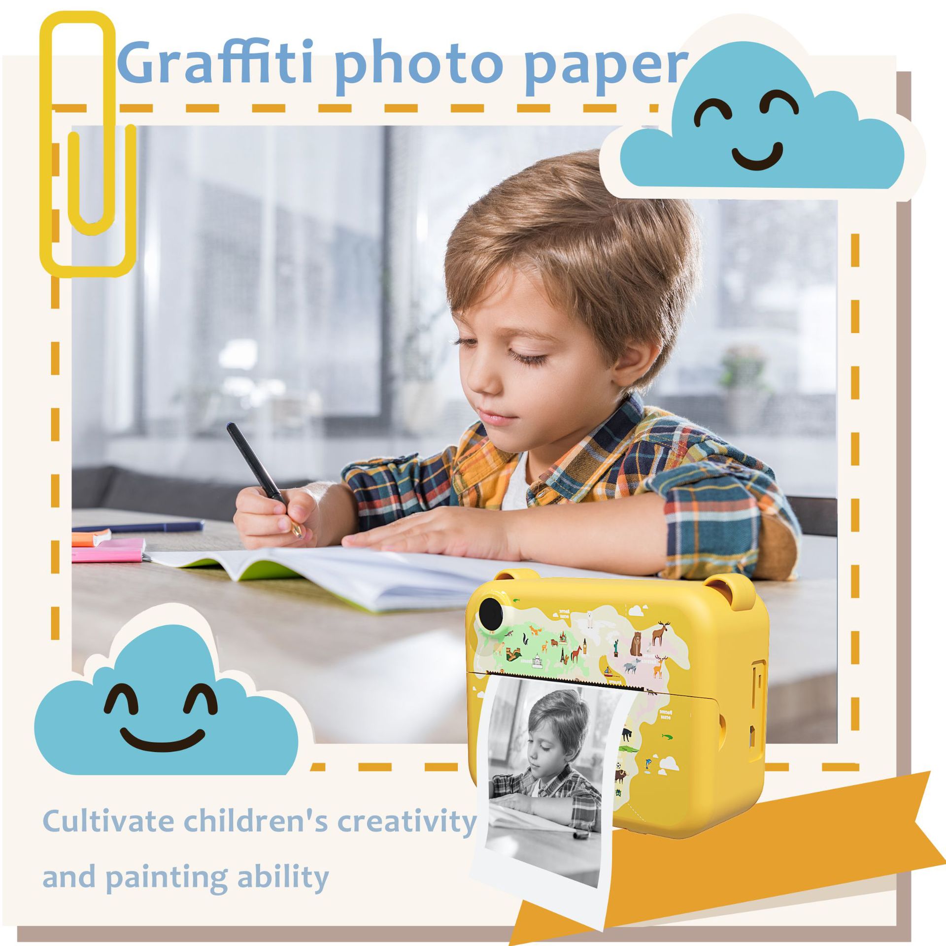 Luxiko Kids Instant Print Camera - Digital Photo & Video Camera with Instant Black & White Printing, Selfie Camera Toy Gift for Boys & Girls