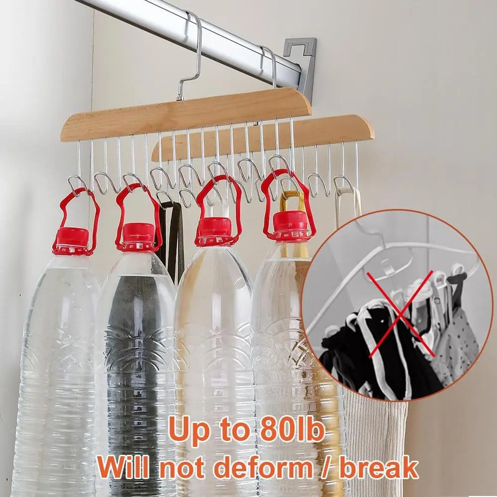 Luxiko 2-Pack Belt Hanger with 16 Hooks – Non-Slip Wooden Rotating Belt Organizer Rack | Space-Saving Closet Hanger for Belts, Ties, Hats & Accessories