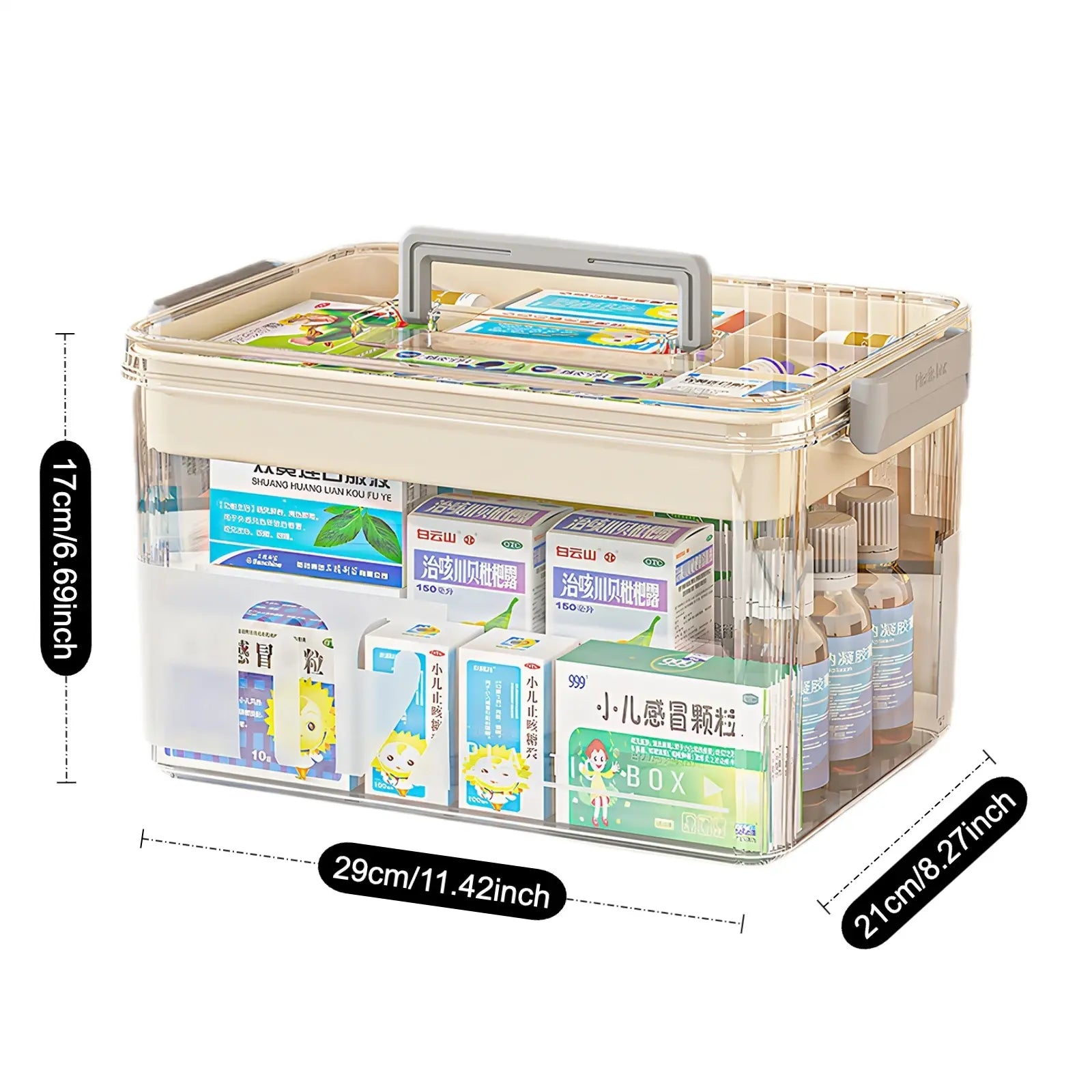 Luxiko Transparent Medicine Pill Organizer – Modular Layered Storage Box, Damp-Proof Travel Pill Case with Secure Buckles & Portable Handle for Home & Travel Use