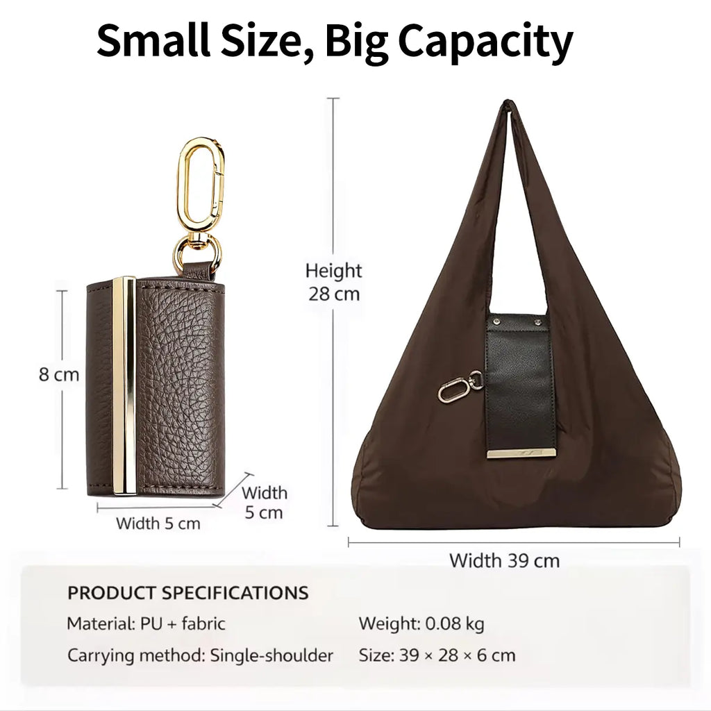 Luxiko Foldable Keychain Reusable Grocery Bag – Expandable Shopping Handbag with Key Ring, Portable Travel Tote Organizer for Daily Use