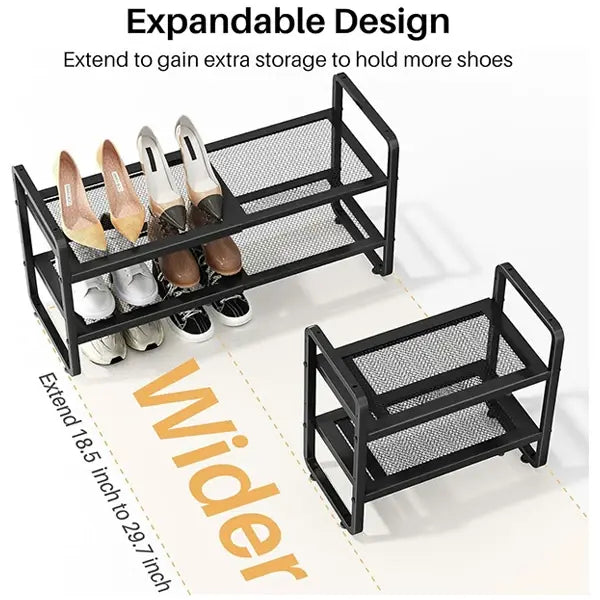 Luxiko Expandable Shoe Rack Organizer – Adjustable Metal Shoe Shelf, Stackable Storage Stand for Closet, Entryway & Garage