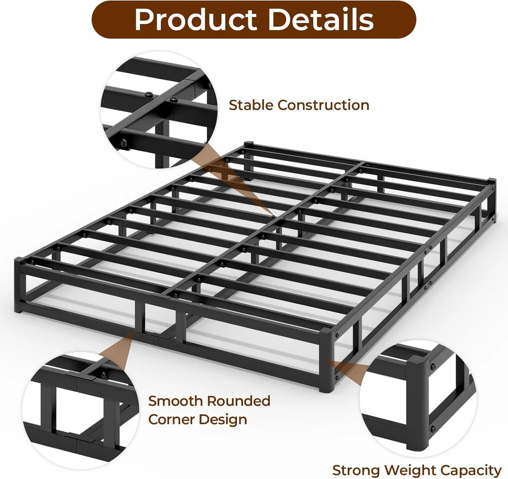 Luxiko Twin Size Metal Bed Frame – Heavy Duty Platform Bed with Steel Slats | Noise-Free Mattress Support & Under Bed Storage Space
