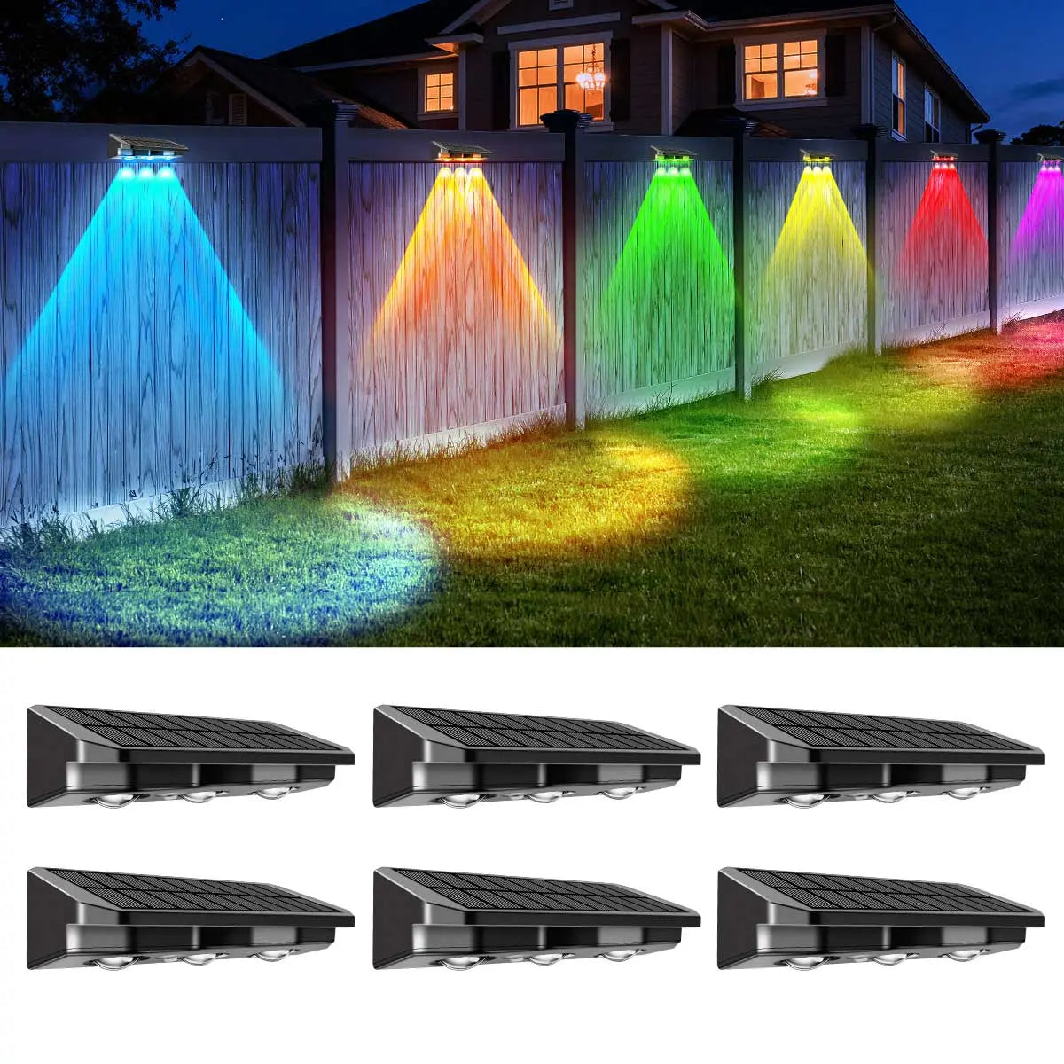 Luxiko RGB Solar Wall Lights Outdoor – Waterproof LED Fence & Garden Lights | Color Changing Decorative Solar Lamps for Patio, Yard & Walkway