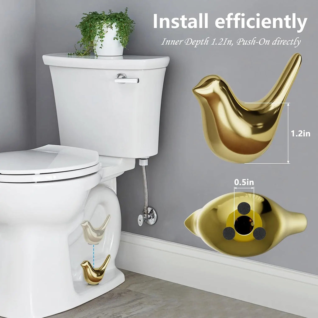 Luxiko 2PCS Ceramic Bird Toilet Bolt Caps – Cute Decorative Toilet Screw Covers | Easy Install Bathroom Toilet Base Cover Accessories