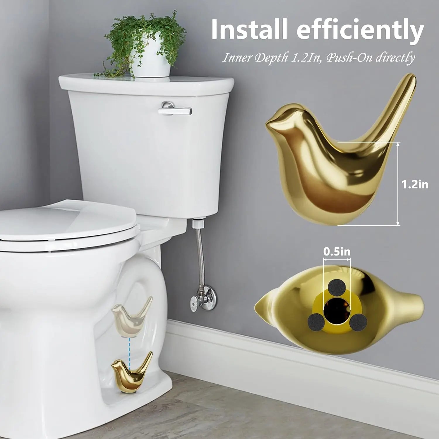 Luxiko 2PCS Ceramic Bird Toilet Bolt Caps – Cute Decorative Toilet Screw Covers | Easy Install Bathroom Toilet Base Cover Accessories