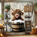 Luxiko Highland Cow Shower Curtain Set – Funny Farmhouse Bathroom Curtain with Hooks, Cute Cattle Design, Waterproof & Machine Washable Bath Decor